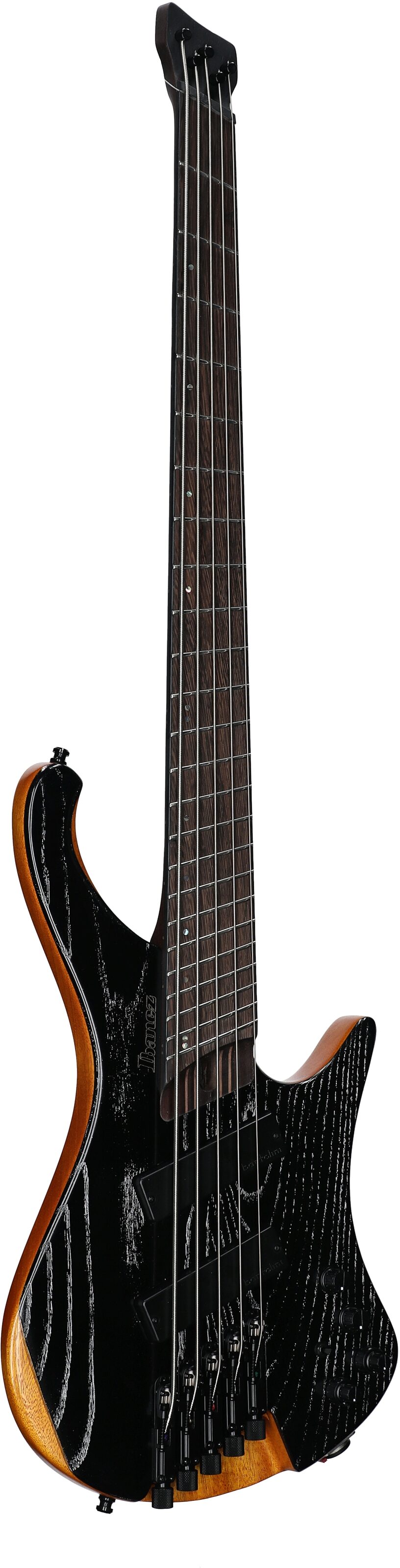 Ibanez EHB1135MS Multiscale Electric Bass (with Gig Bag), 5-String, Silver Wave Black, Body Left Front