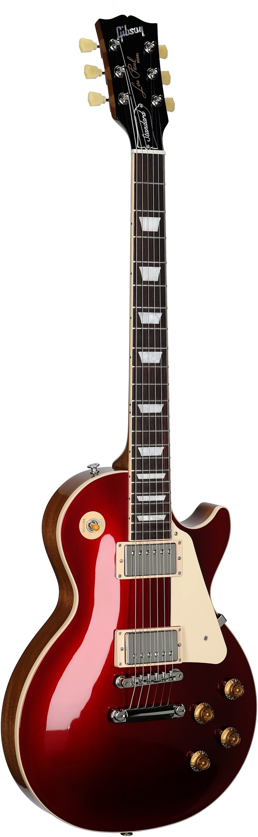 Gibson Les Paul Standard '50s Custom Color Electric Guitar, Plain Top (with Case), Sparkling Burgundy, Body Left Front