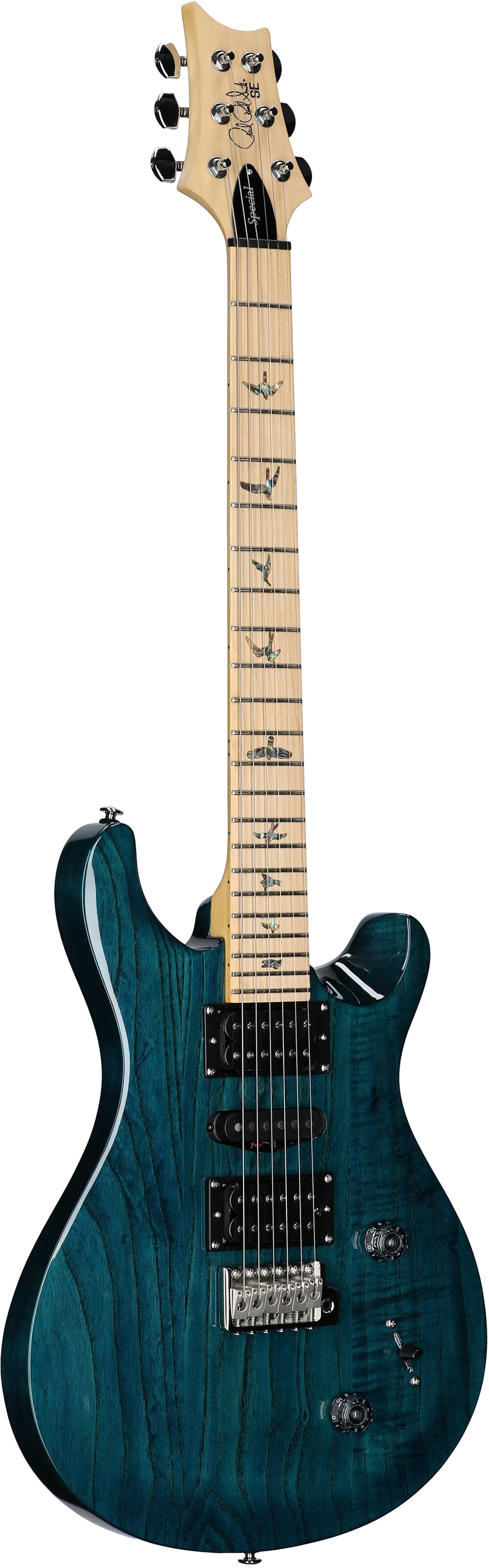 PRS Paul Reed Smith SE Swamp Ash Special Electric Guitar (with Gig Bag), Iris Blue, Body Left Front
