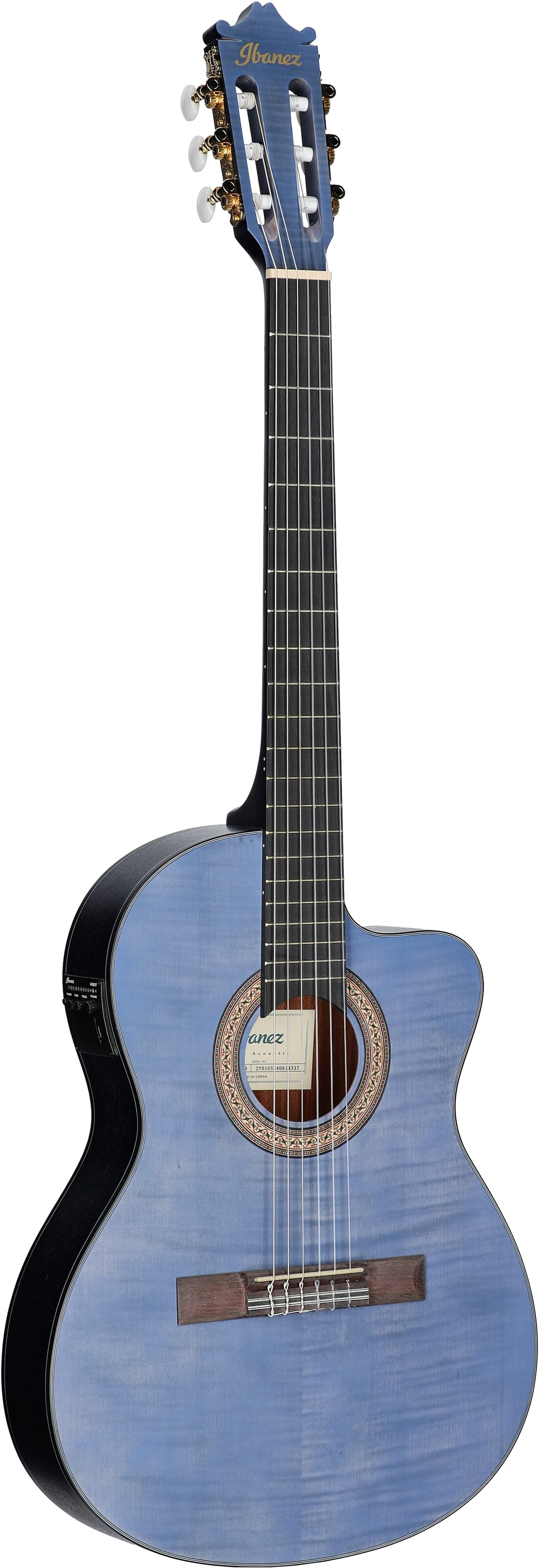 Ibanez GA5FMTCE Acoustic-Electric Classical Guitar, Open Pore Berry, Body Left Front