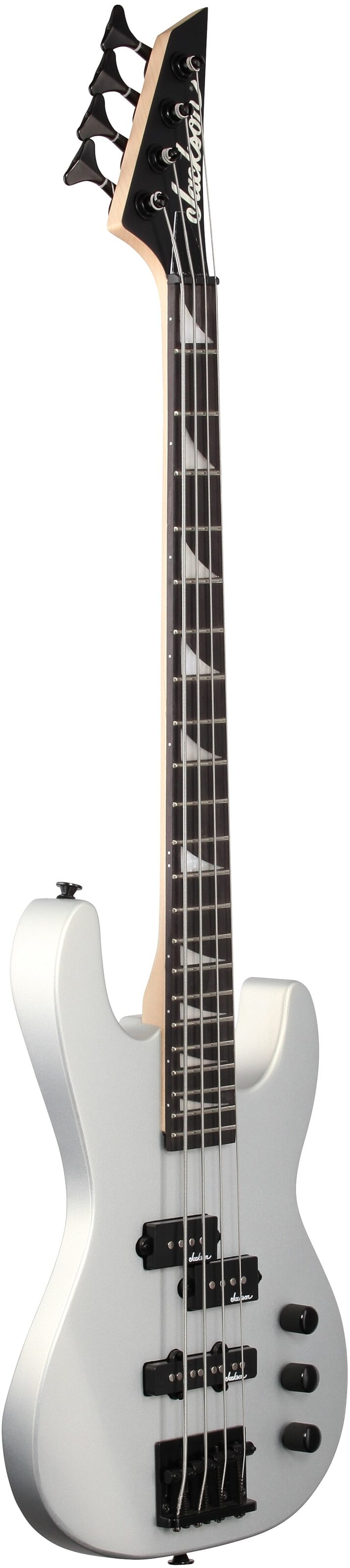 Jackson JS Series Concert Bass JS1XCB Short Scale Electric Bass, Satin Silver, Body Left Front