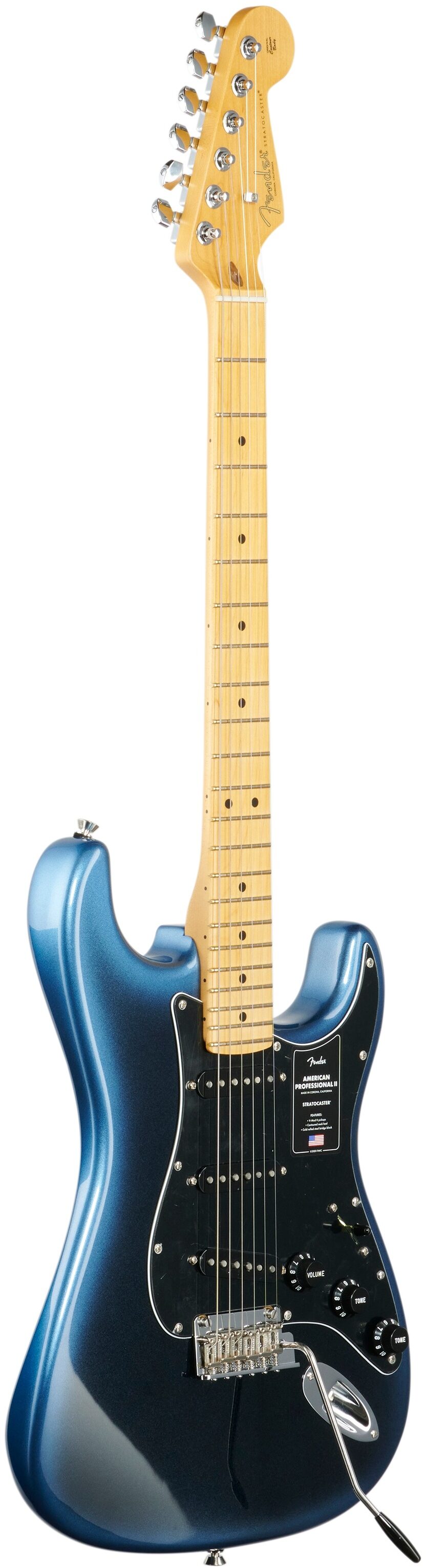 Fender American Pro II Stratocaster Electric Guitar, Maple Fingerboard (with Case), Dark Night, Body Left Front