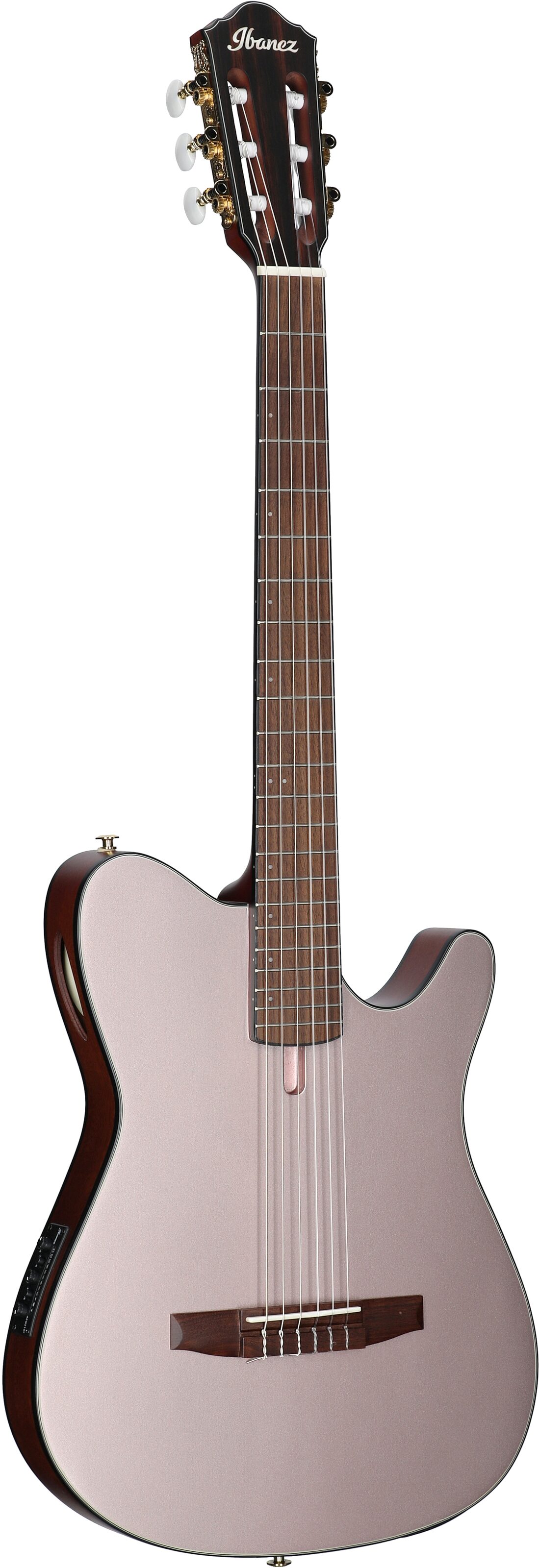 Ibanez FRH10N Classical Acoustic-Electric Guitar, Rose Gold Metallic, Body Left Front