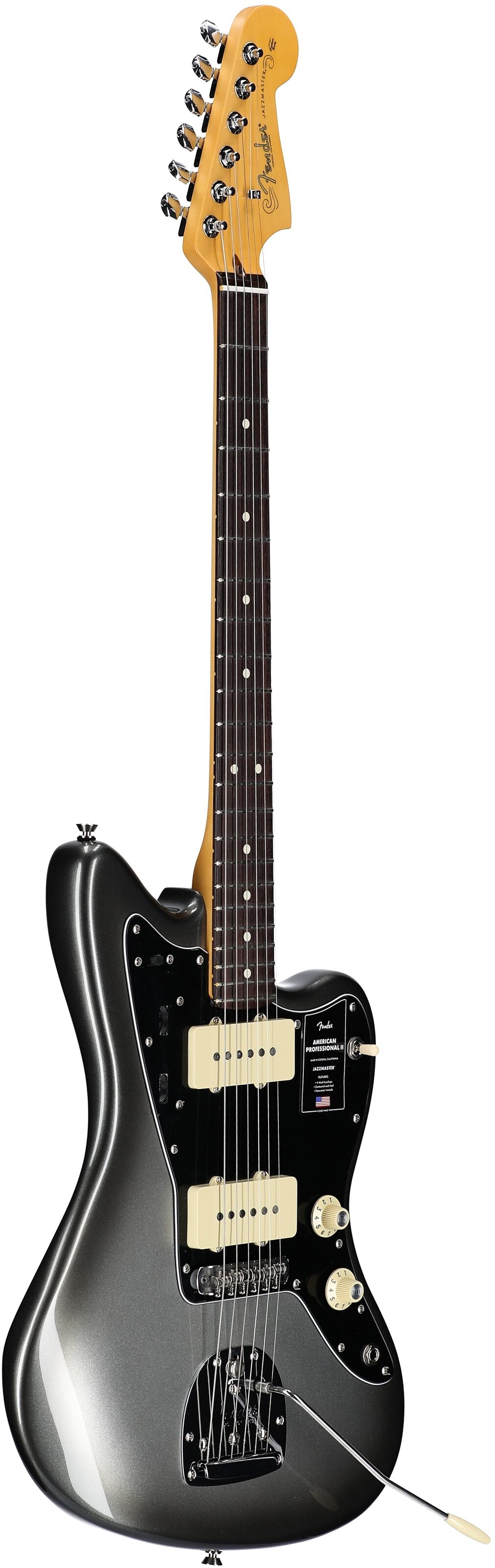Fender American Pro II Jazzmaster Electric Guitar, Rosewood Fingerboard (with Case), Mercury, Body Left Front
