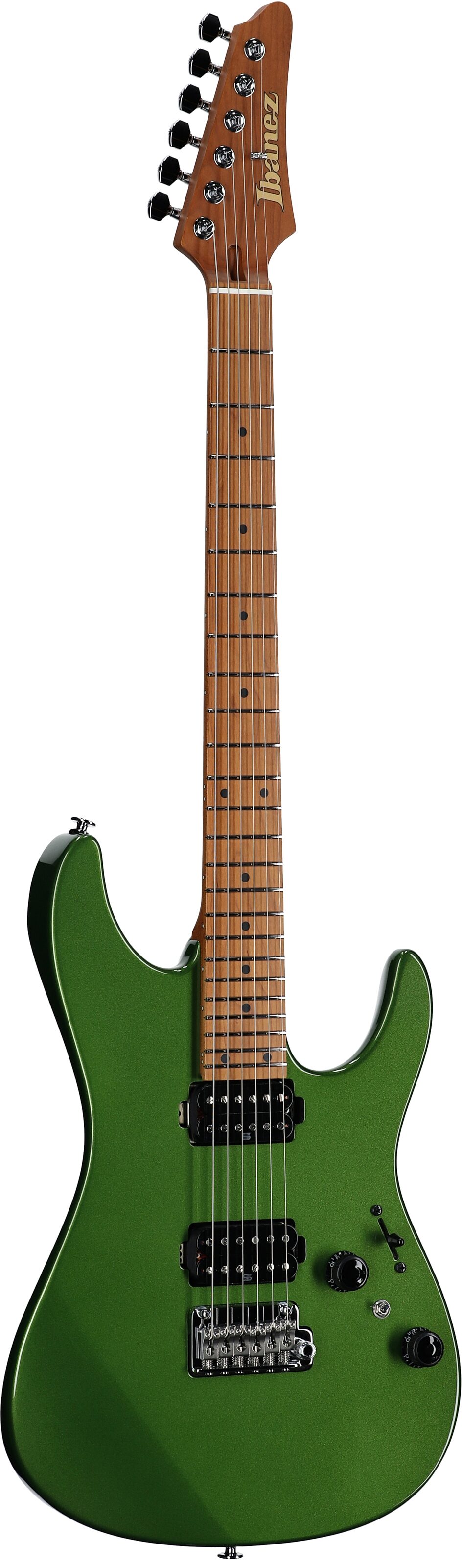 Ibanez Prestige AZ2402 Electric Guitar (with Case), Apple Green Metallic, Body Left Front