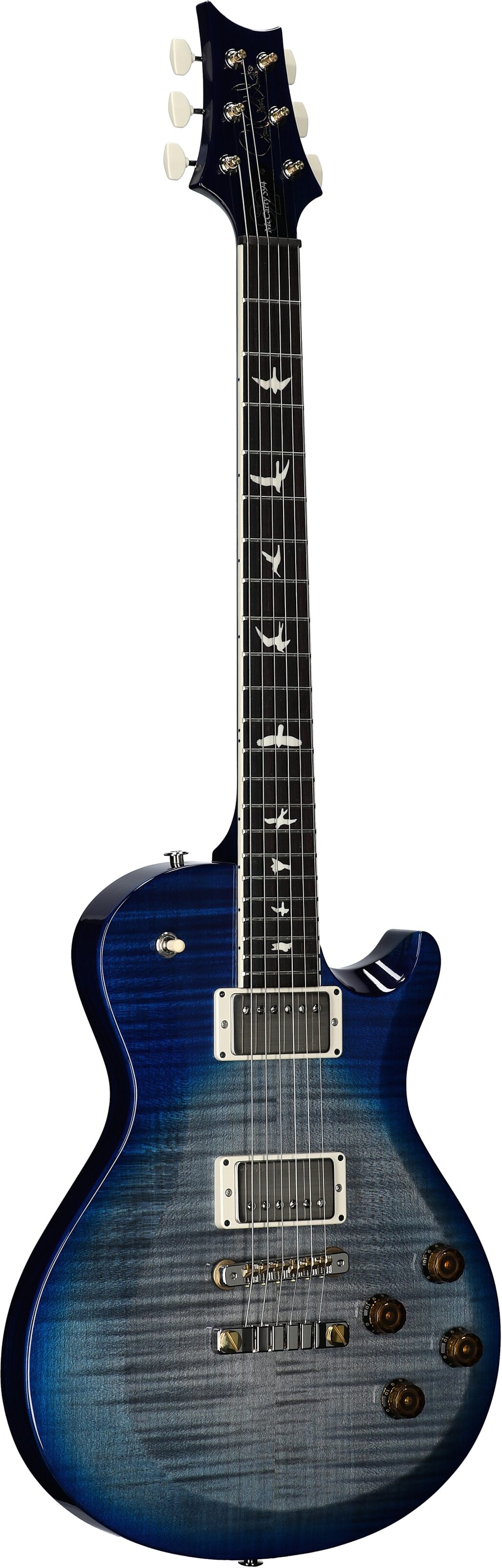 PRS Paul Reed Smith S2 McCarty 594 Singlecut Electric Guitar (with Gig Bag), Faded Gray Black Blue Burst, Body Left Front