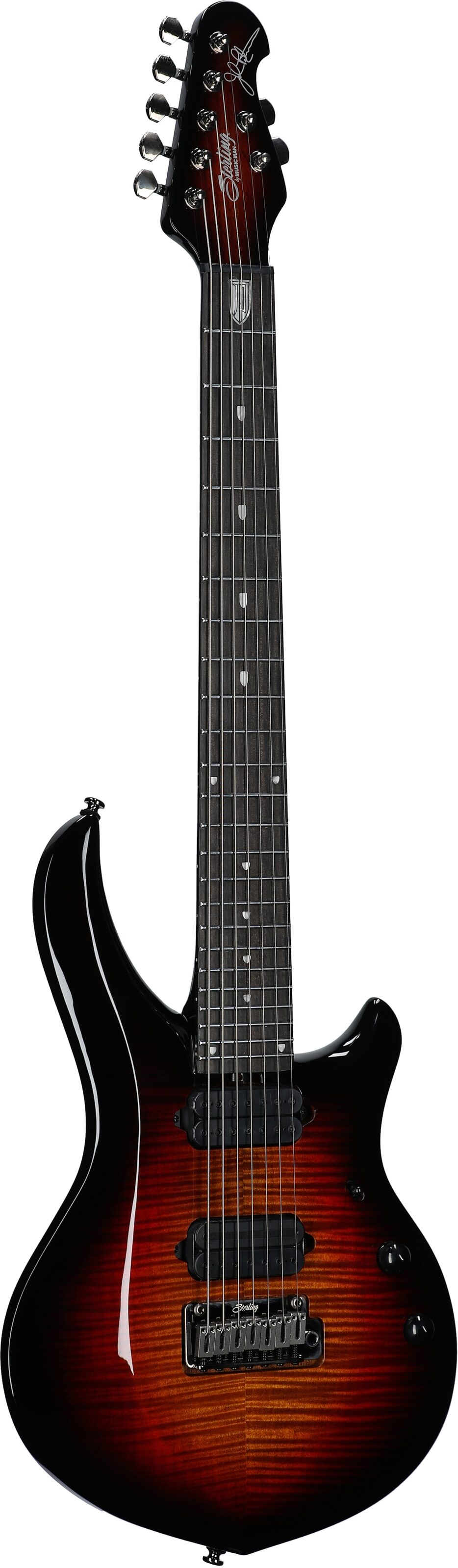 Sterling by Music Man MAJ270XFM Majesty 7 Electric Guitar, 7-String, Tiger Eye, Body Left Front