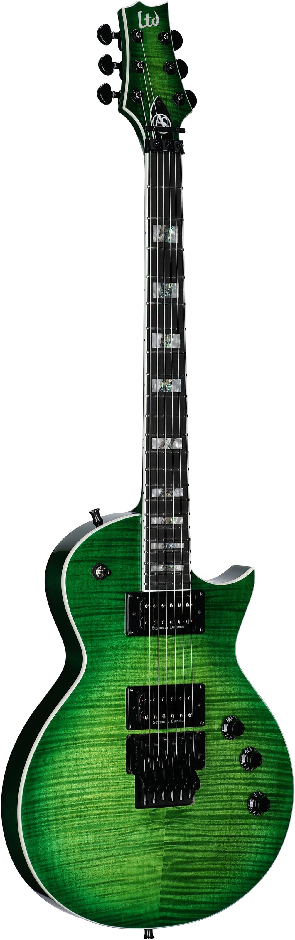 ESP LTD Alex Skolnick AS1 Electric Guitar, Lime Burst, Body Left Front