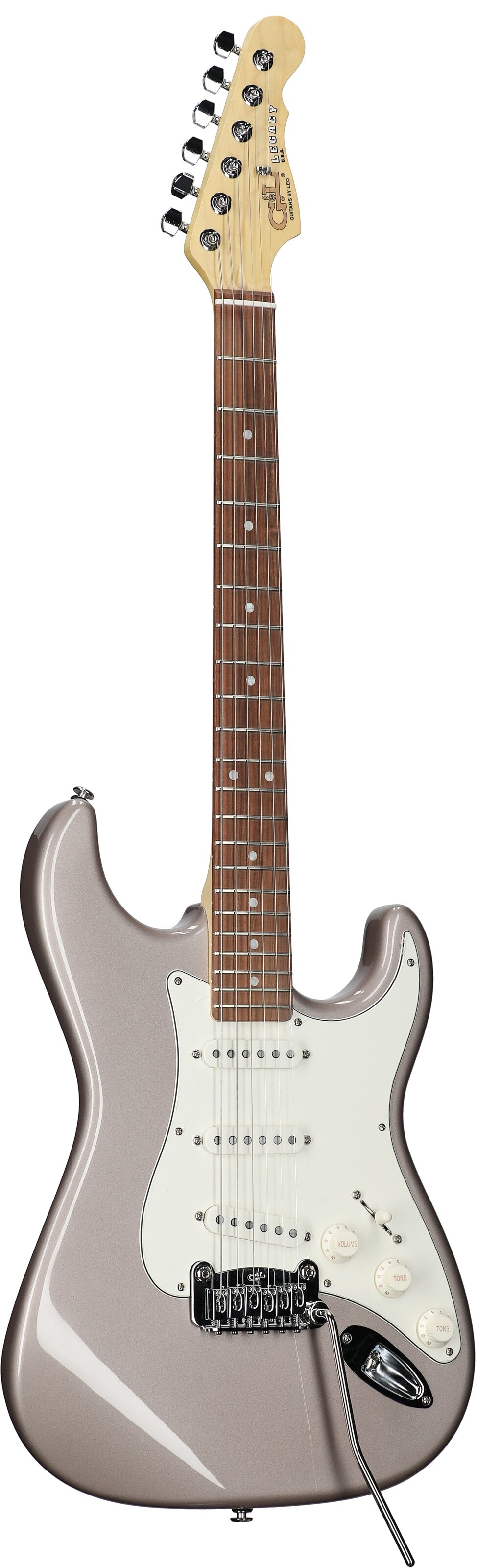 G&L Fullerton Deluxe Legacy Electric Guitar, with Caribbean Rosewood fretboard (with Gig Bag), Shoreline Gold, Body Left Front