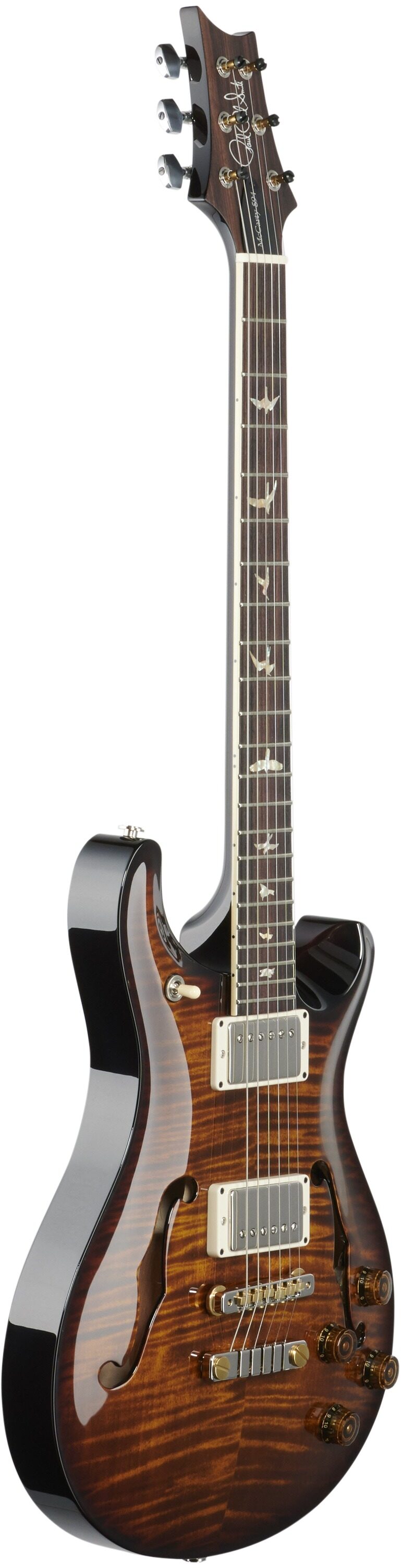 PRS Paul Reed Smith McCarty 594 Hollowbody II 10-Top Electric Guitar (with Case), Black Gold Burst, Body Left Front