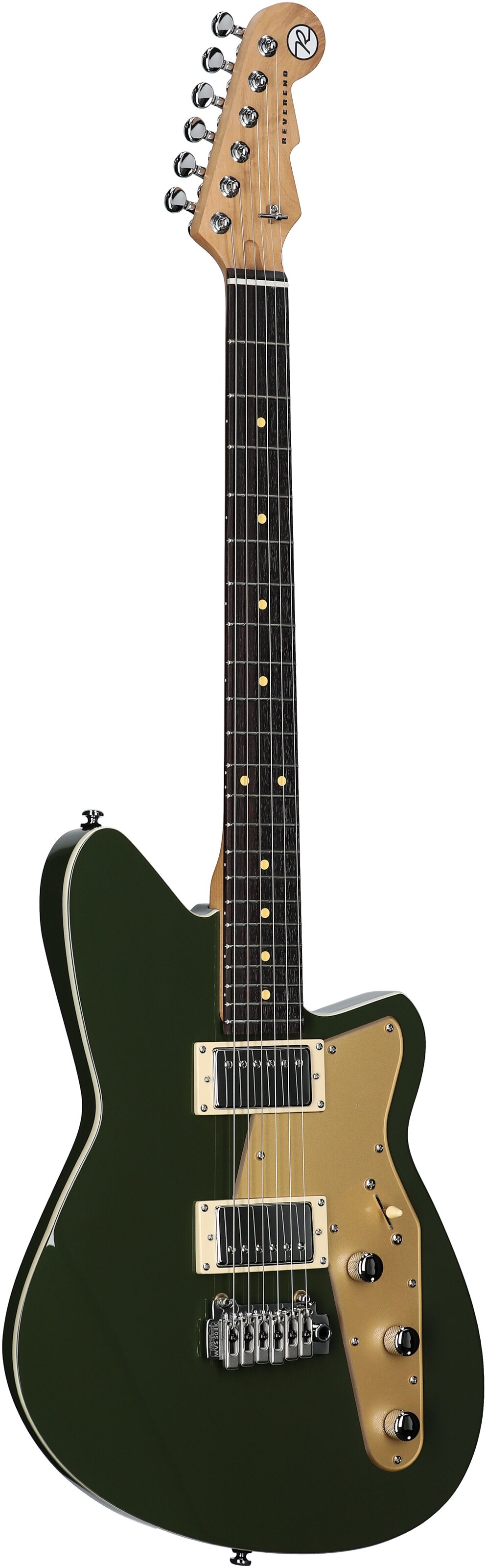 Reverend Jetstream HB Electric Guitar, Army Green, Rosewood Fretboard, Body Left Front
