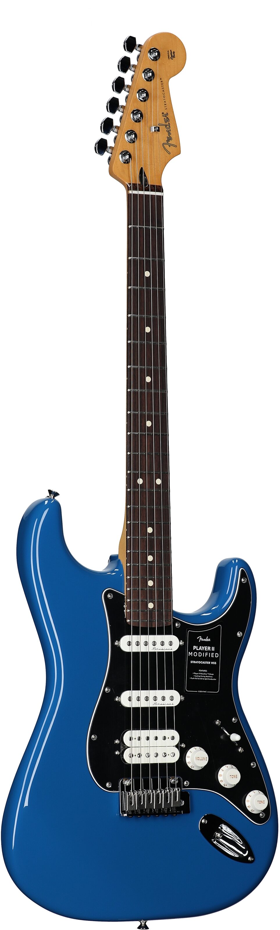 Fender Player II Modified Stratocaster HSS Electric Guitar, Rosewood Fingerboard (with Gig Bag), Electric Blue, Body Left Front