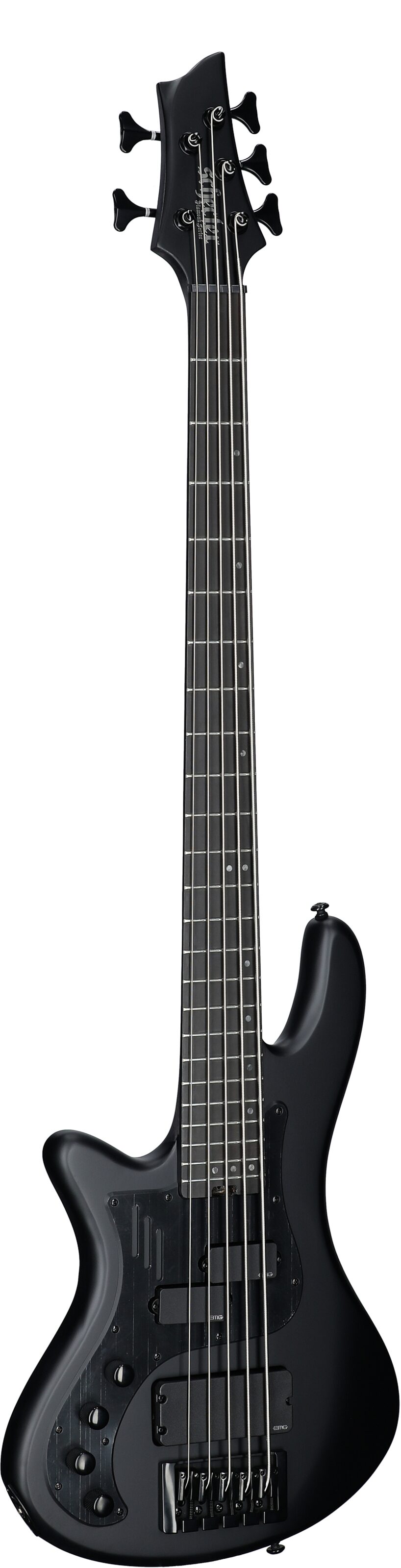 Schecter Stiletto Stealth-5 Pro Electric Bass, Left-Handed, Satin Black, Body Left Front