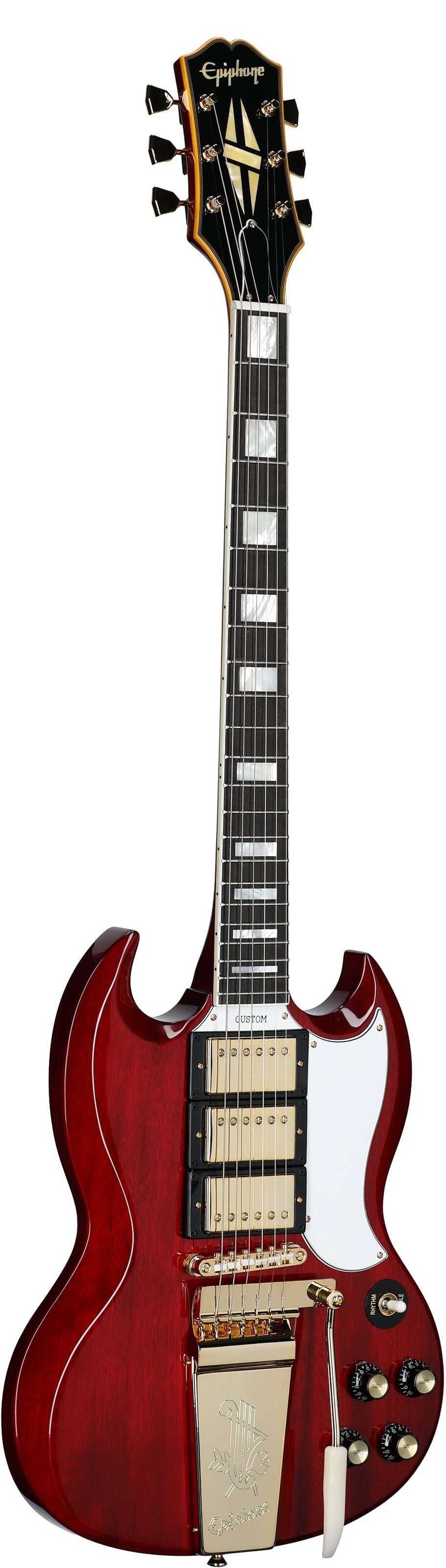 Epiphone Joe Bonamassa 1963 SG Custom Electric Guitar (with Custom Hard Case), Dark Wine Red, Body Left Front