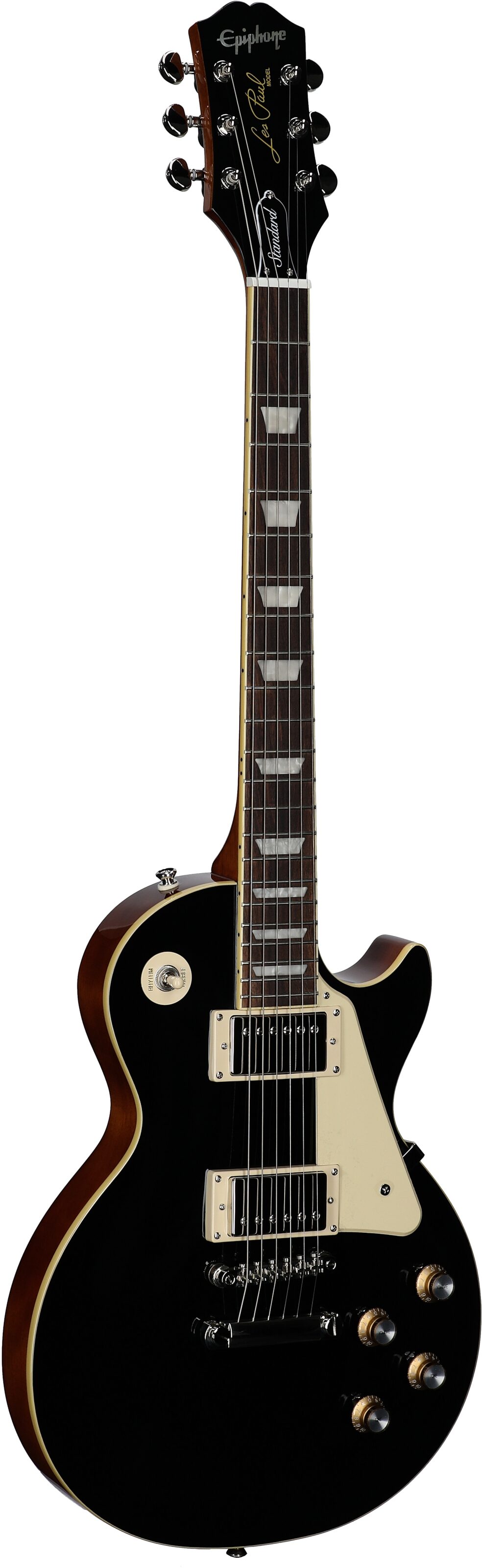 Epiphone Inspired by Gibson Les Paul Standard '60s Electric Guitar (with Gig Bag), Ebony, Body Left Front