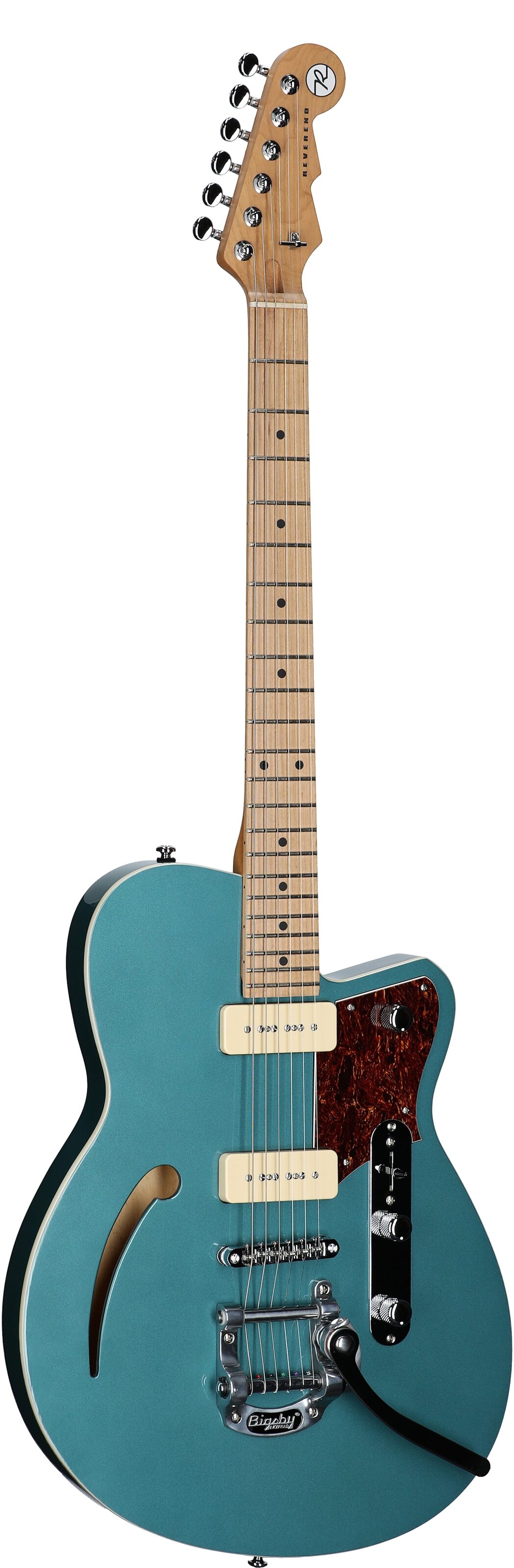 Reverend Club King 290 Electric Guitar, Deep Sea Blue, Body Left Front