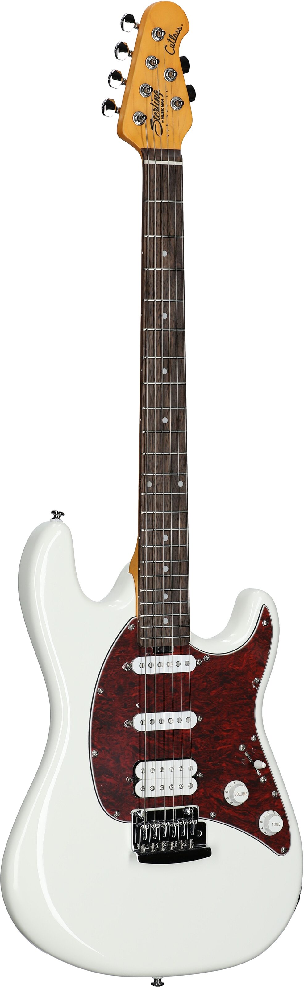 Sterling by Music Man CT30CHSS Cutlass HSS Electric Guitar, Olympic White, Body Left Front