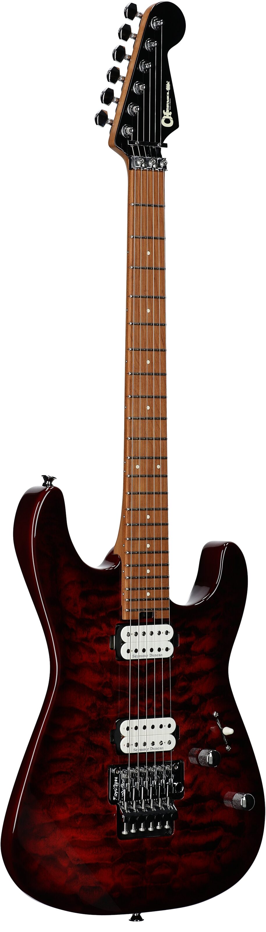 Charvel Pro Mod San Dimas SD1 Electric Guitar, Quilt Sangria, Body Left Front