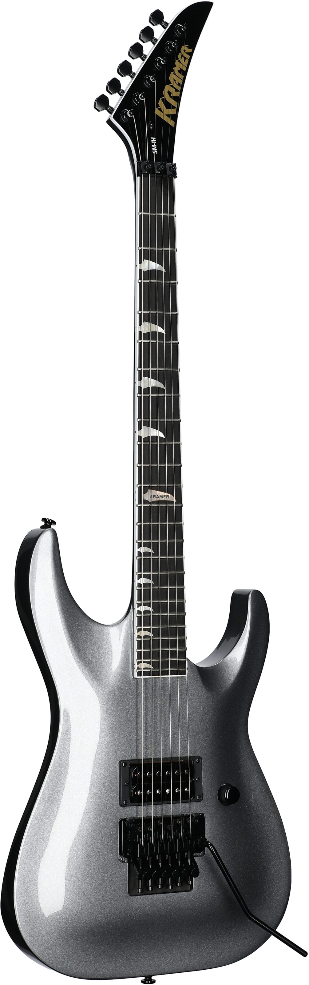 Kramer SM-1H Floyd Rose Electric Guitar, Tronius Silver, Body Left Front