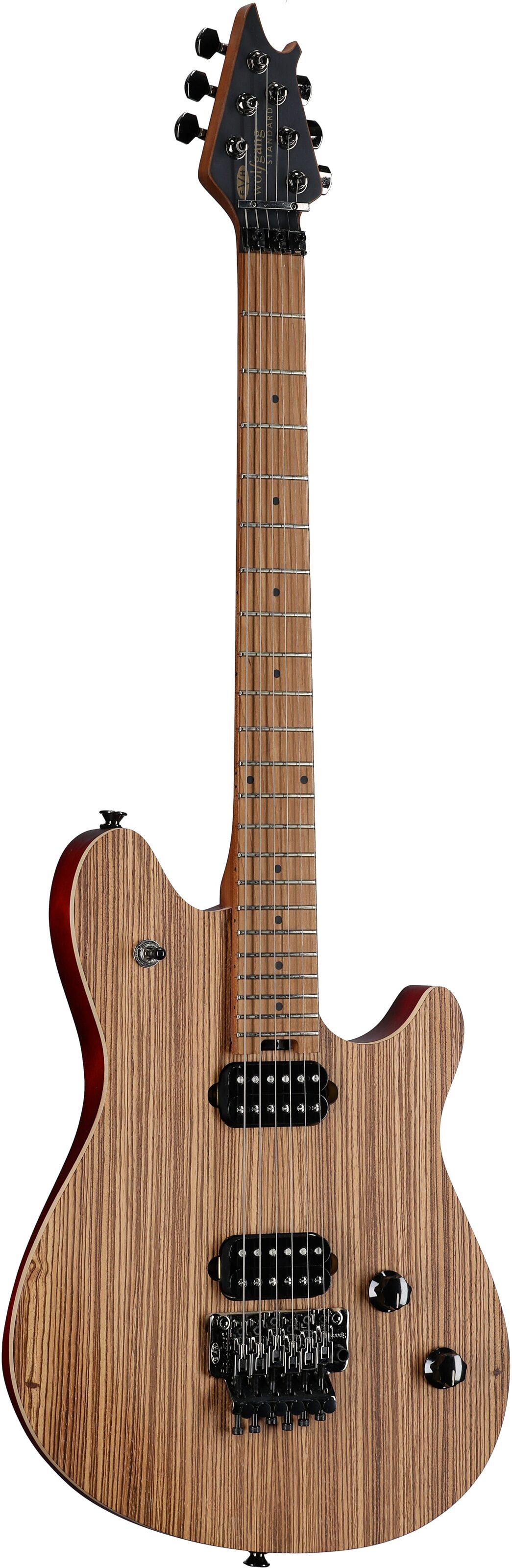 EVH Eddie Van Halen WG Wolfgang Standard Exotic Electric Guitar, with Maple Fingerboard, Zebrawood Natural, Body Left Front