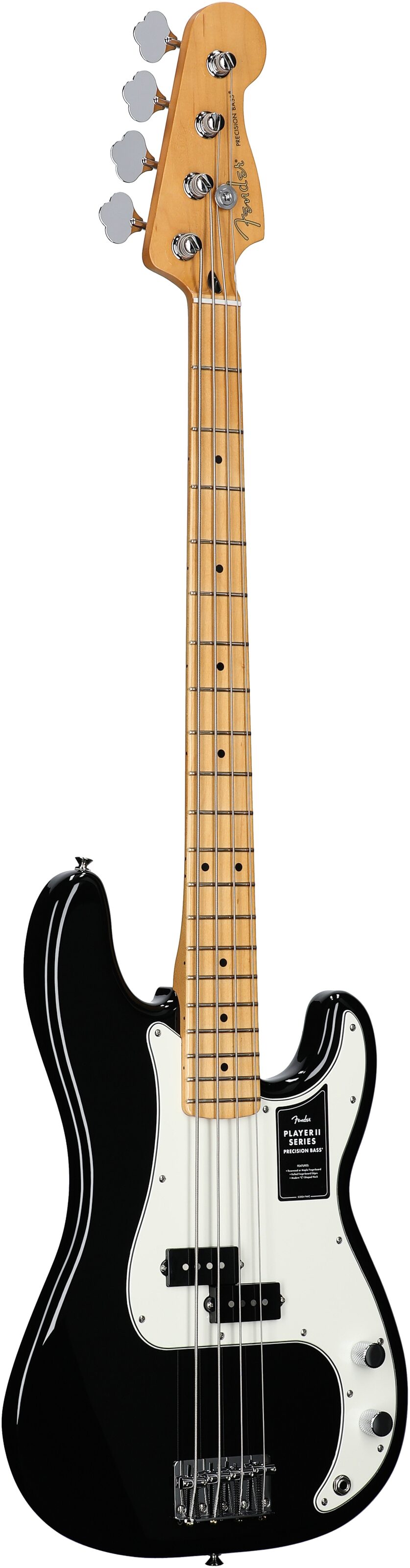 Fender Player II Precision Electric Bass, with Maple Fingerboard, Black, Body Left Front