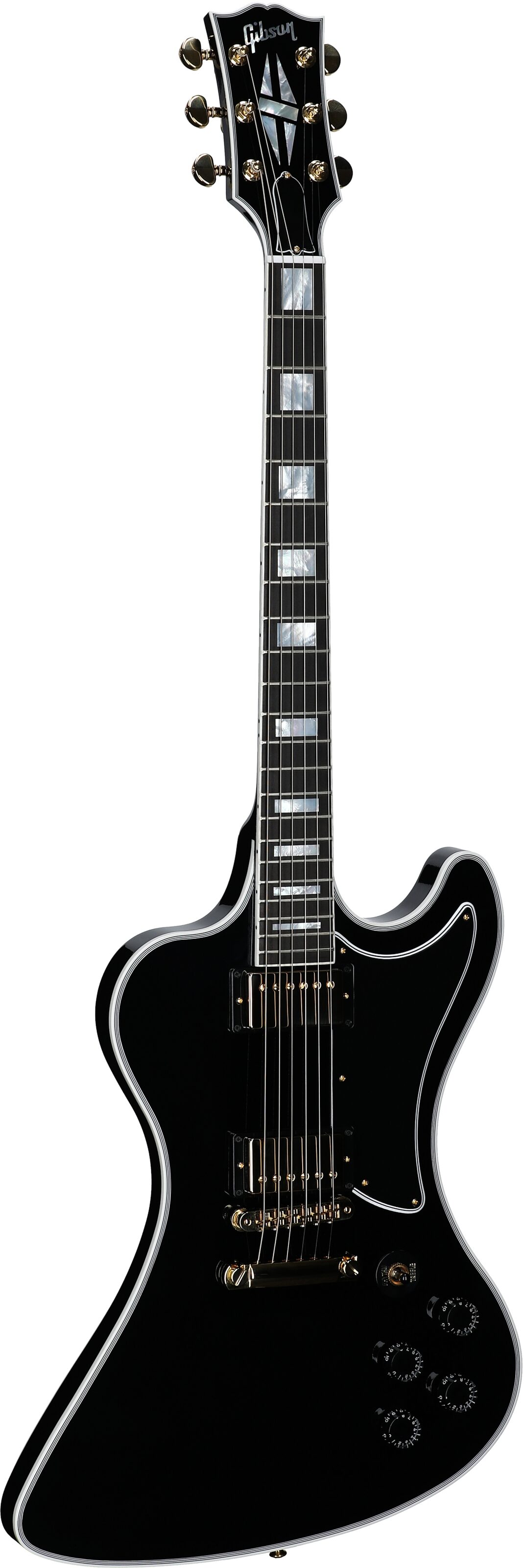 Gibson Custom Shop RD Custom Electric Guitar (with Case), Ebony, with Gold Hardware, Body Left Front