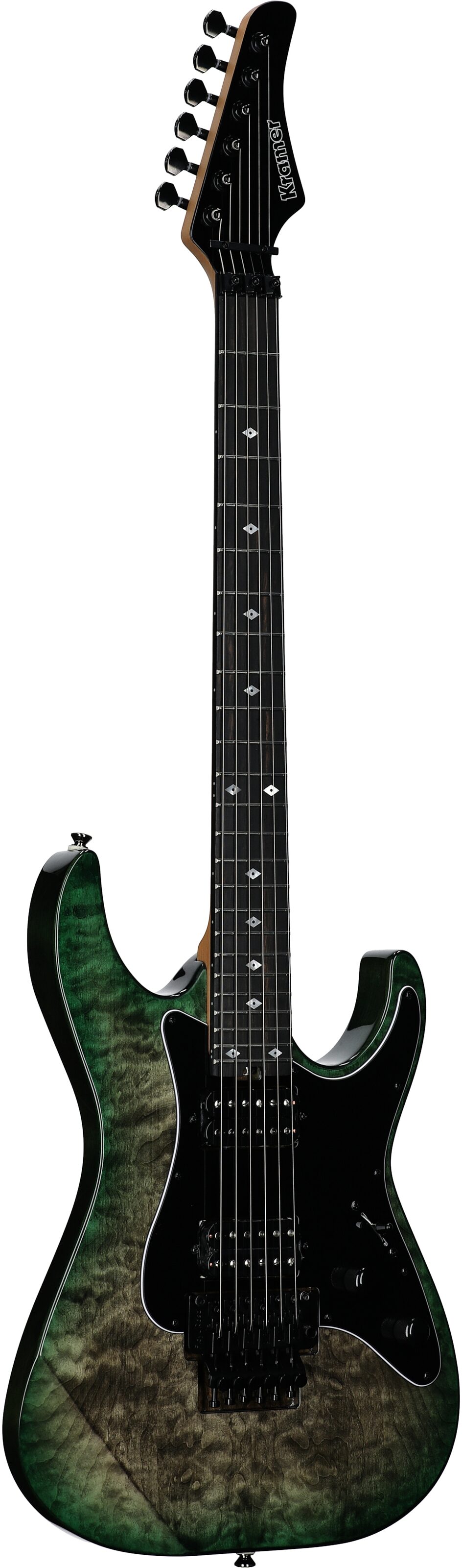 Kramer Volante Quilt HHFR Electric Guitar (with Gig Bag), Ultramarine Burst, Body Left Front