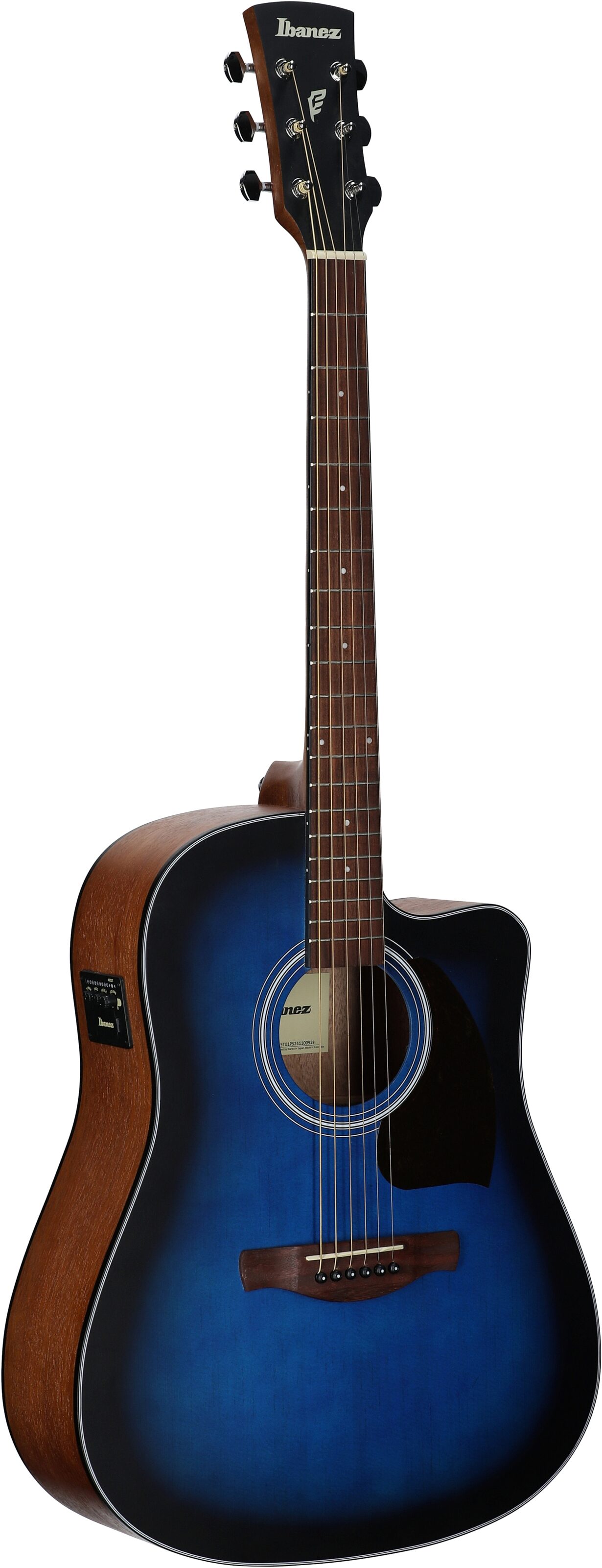 Ibanez PF50CE Acoustic-Electric Guitar, Open Pore Blue Sunburst, Body Left Front