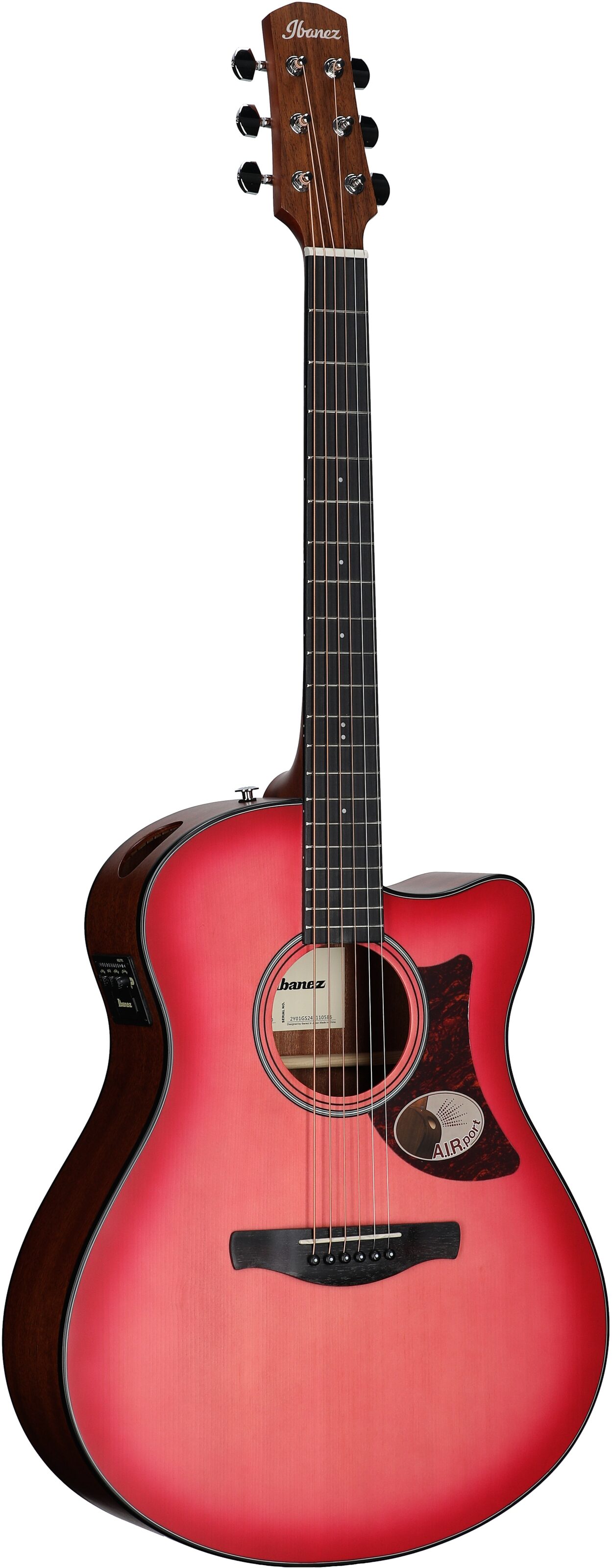 Ibanez AAM50CE Advanced Acoustic-Electric Guitar, Coral Red Burst, Body Left Front
