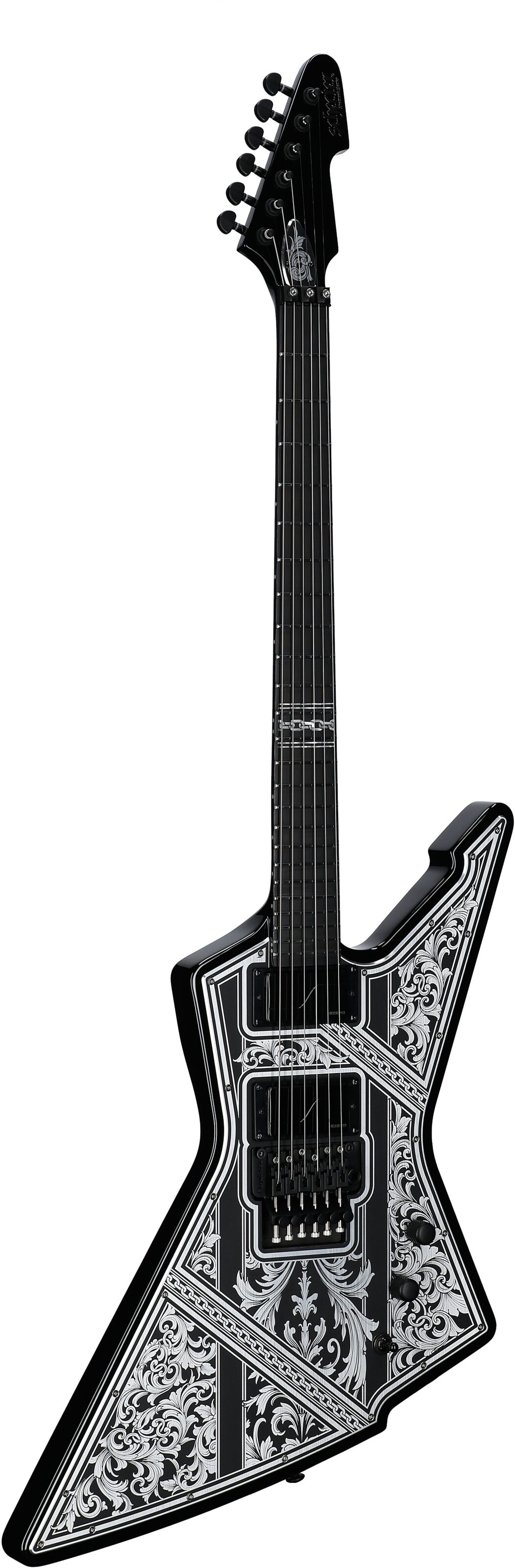 Schecter E-1 FR Przym Palladium Electric Guitar, Gloss Black, Body Left Front