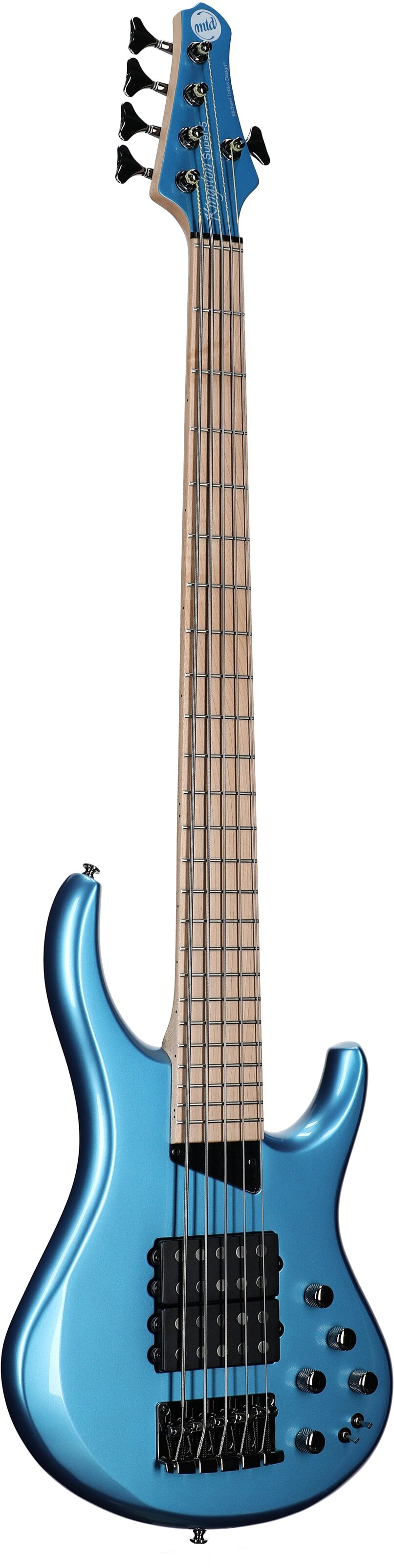 MTD Kingston Super 5 Electric Bass, Super Blue, Body Left Front