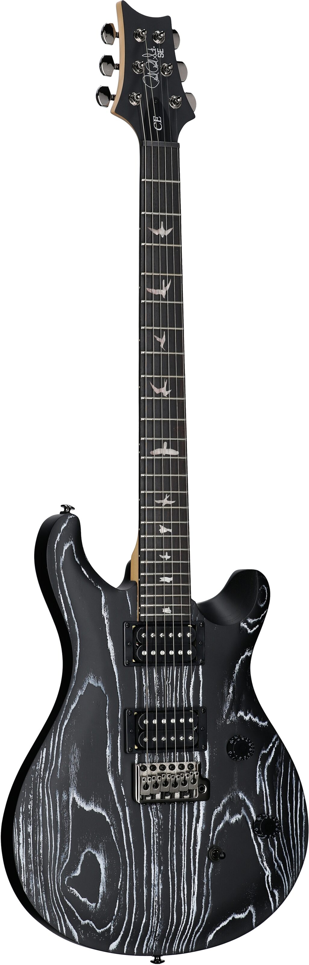 PRS SE Swamp Ash CE24 Sandblasted Limited Edition Electric Guitar (with Gig Bag), Sandblasted White, Body Left Front