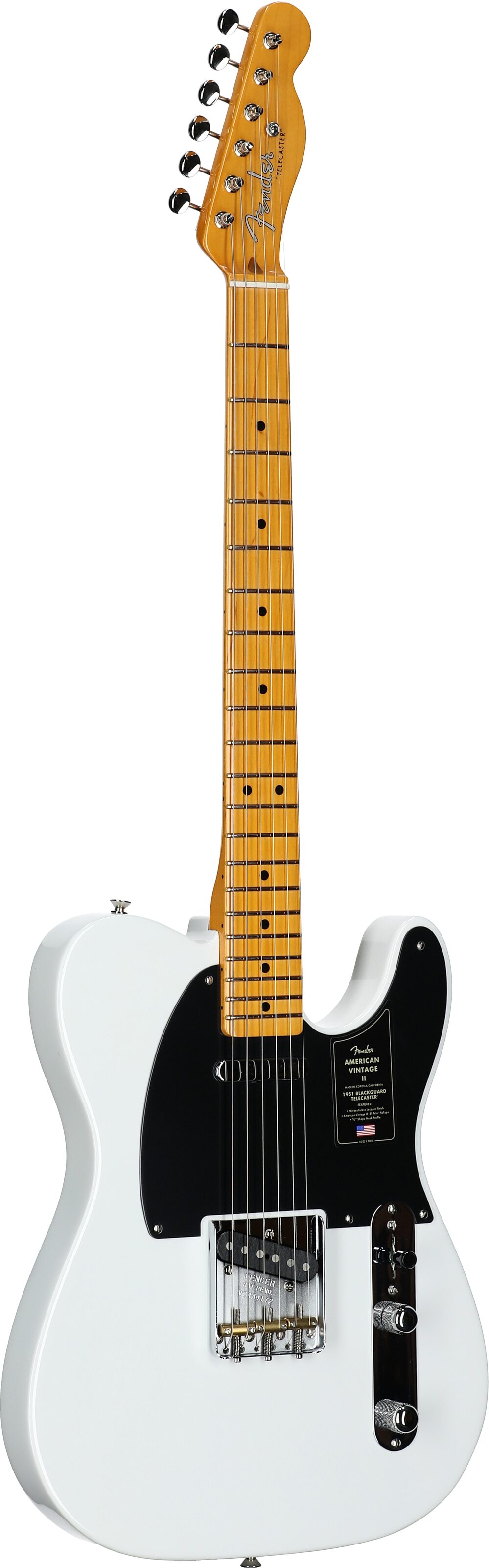 Fender American Vintage II 1951 Telecaster Electric Guitar, Maple Fingerboard (with Case), Prototype White, Body Left Front