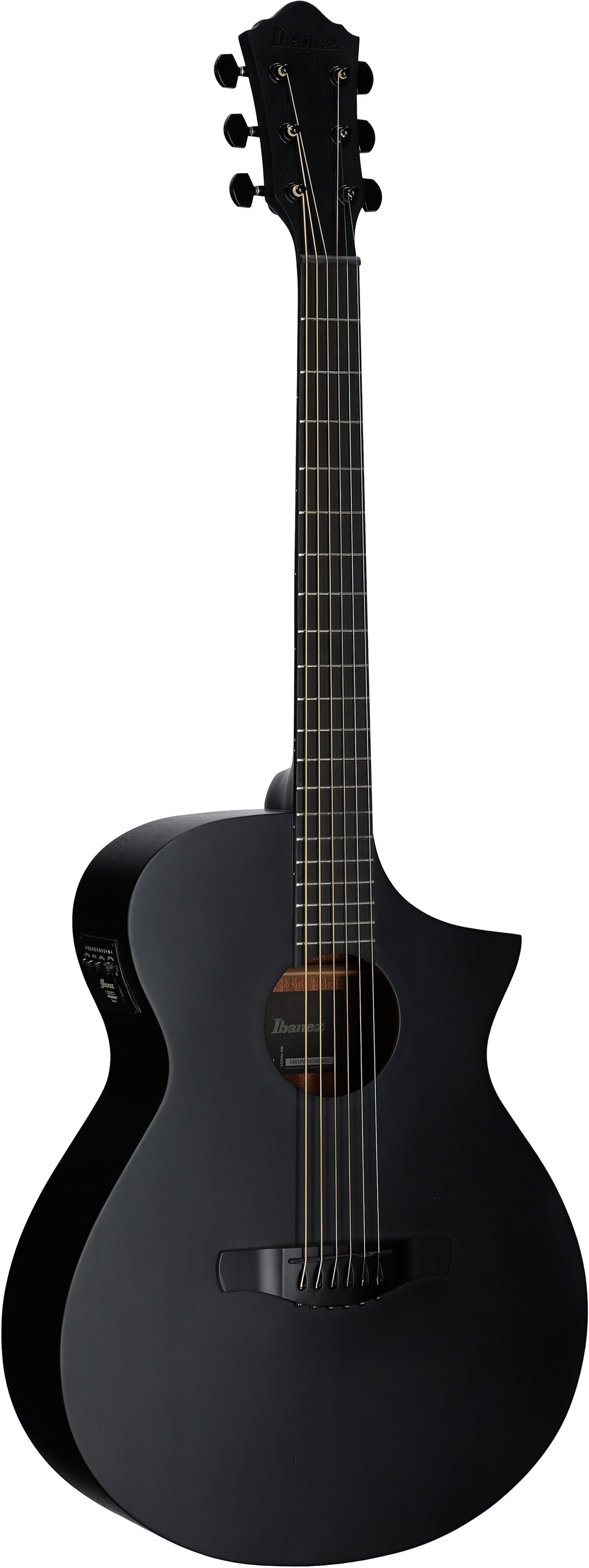 Ibanez AEWC621 Acoustic-Electric Guitar, Black Out, Body Left Front