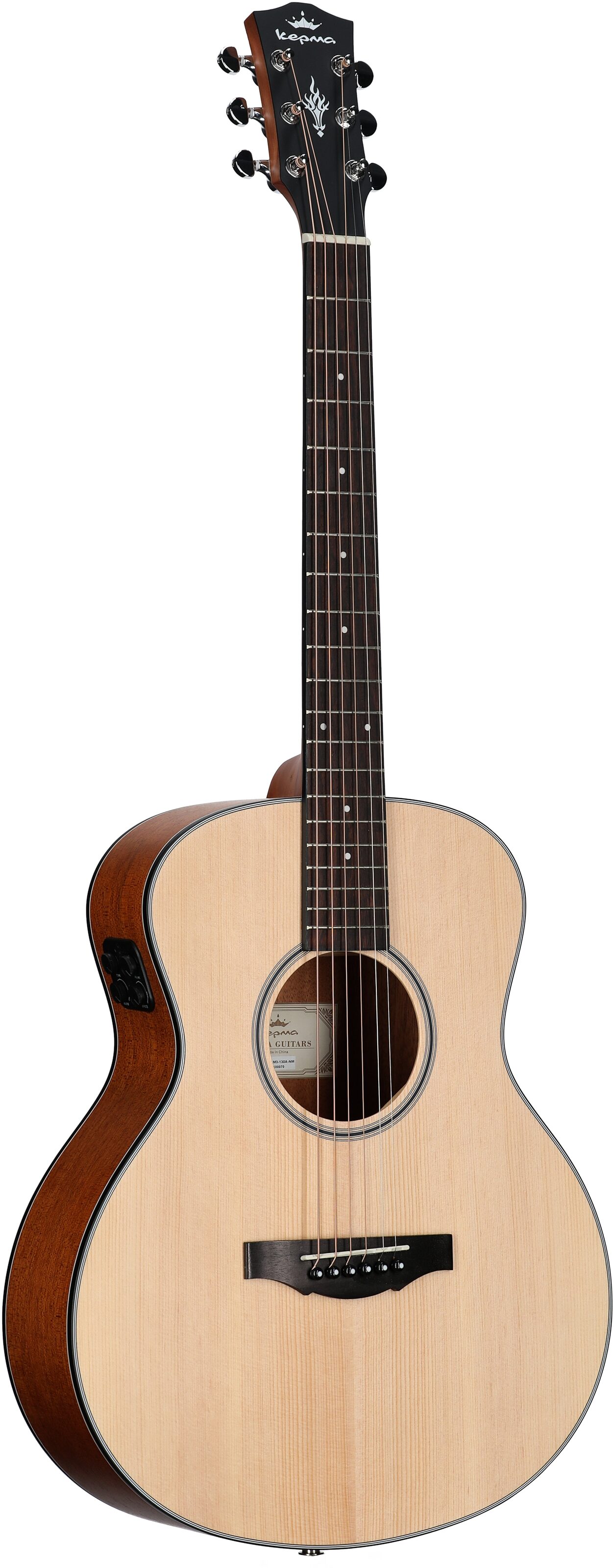 Kepma K3 Series M3-130 Mini Acoustic-Electric Guitar, Natural, Body Left Front