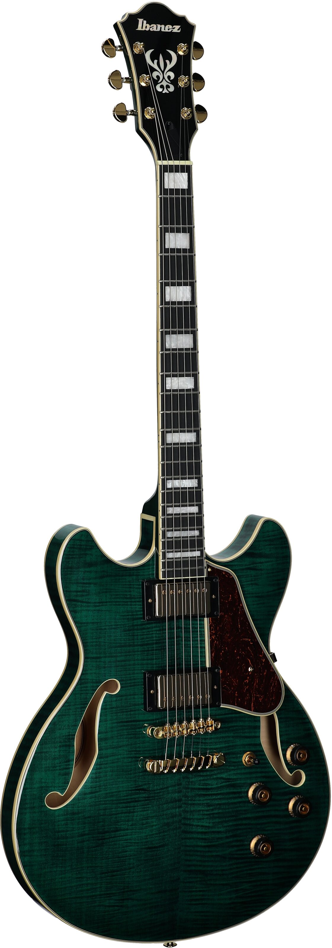 Ibanez Artcore Expressionist AS93FM Semi-Hollowbody Electric Guitar, Transparent Moss, Body Left Front