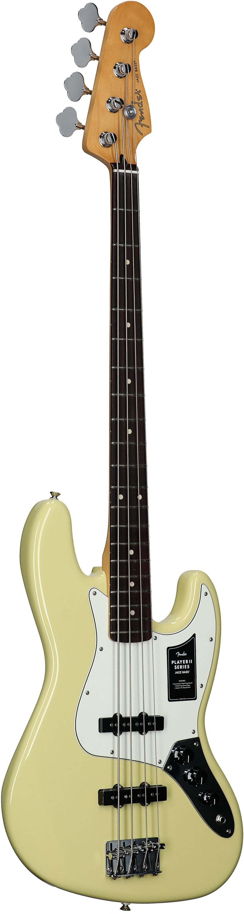 Fender Player II Jazz Electric Bass, with Rosewood Fingerboard, Hialeah Yellow, Body Left Front