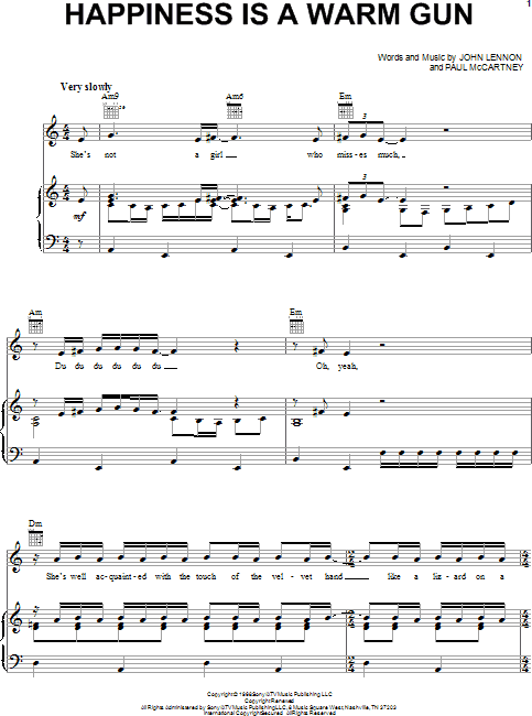 Happiness Is A Warm Gun - Piano/Vocal/Guitar, New, Main