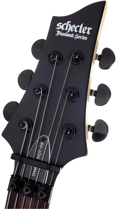Schecter Damien Riot FR Electric Guitar with Floyd Rose, Headstock