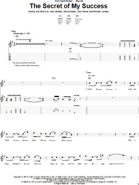 The Secret Of My Success - Guitar TAB | zZounds