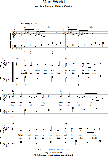 Mad World Sheet music for Piano, Vocals (Solo)