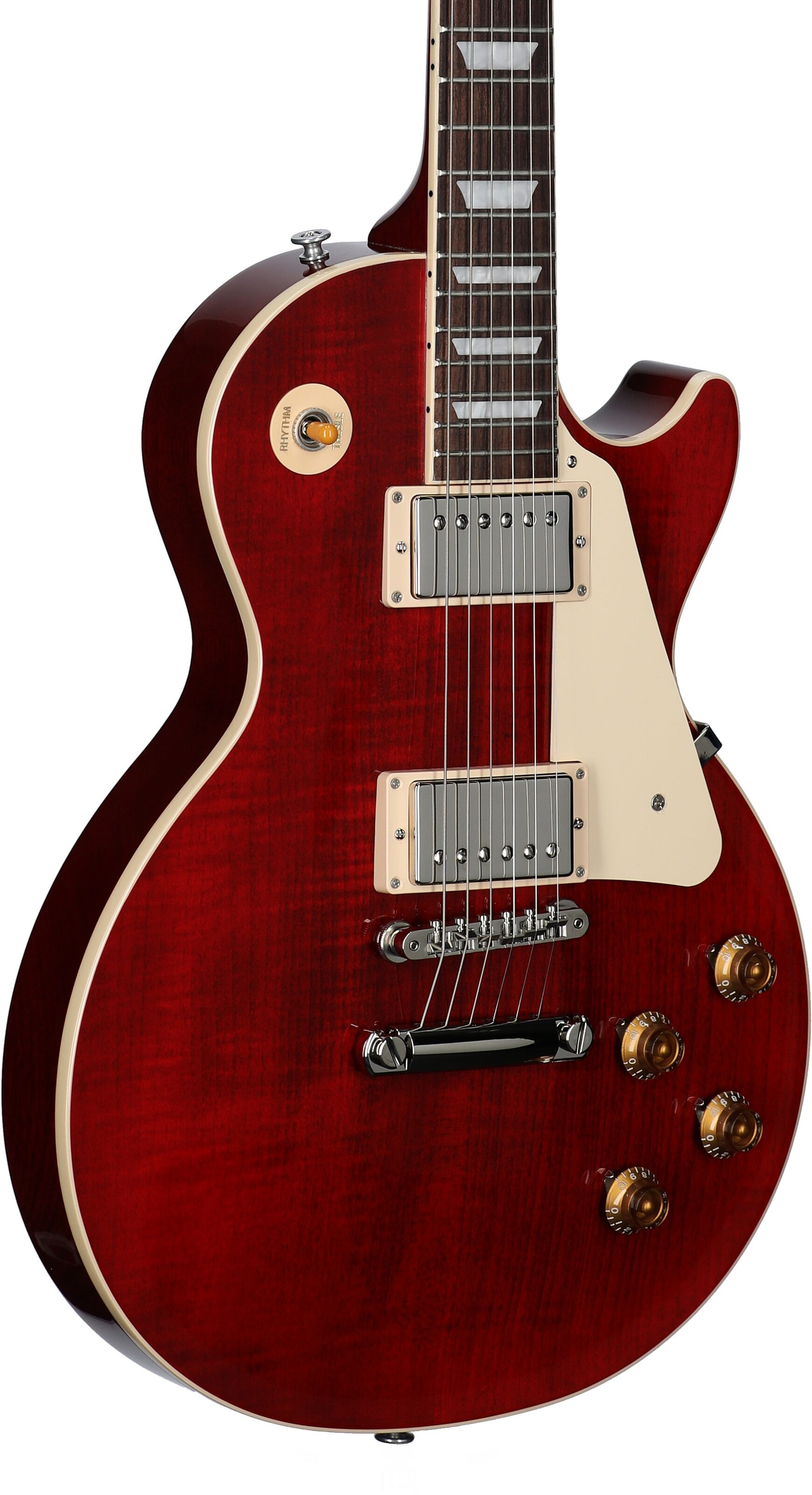 Gibson Les Paul Standard 50s Custom Color Electric Guitar, Figured Top (with Case), Cherry, Serial Number 222830060, Full Left Front
