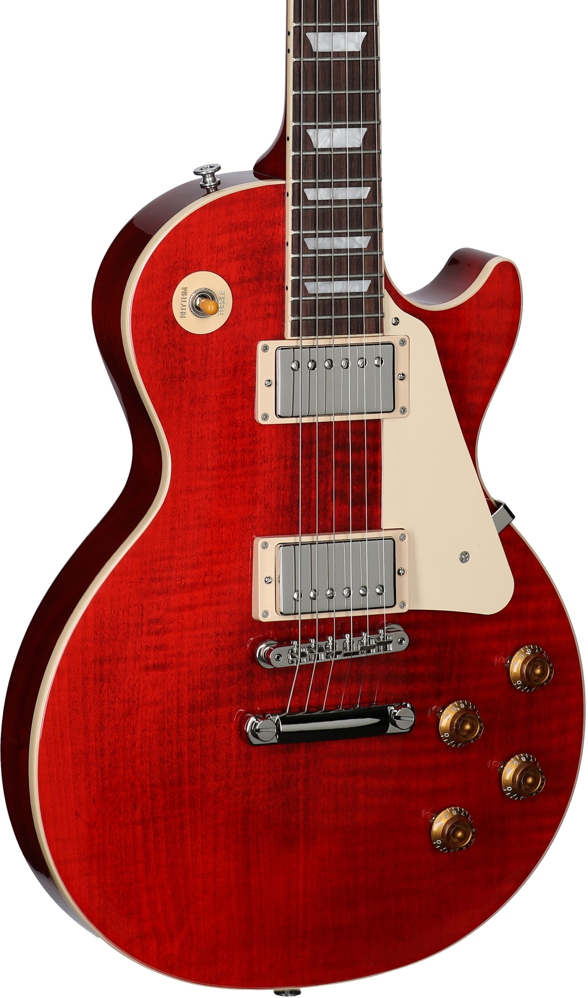 Gibson Les Paul Standard 50s Custom Color Electric Guitar, Figured Top (with Case), Cherry, Serial Number 223630140, Full Left Front