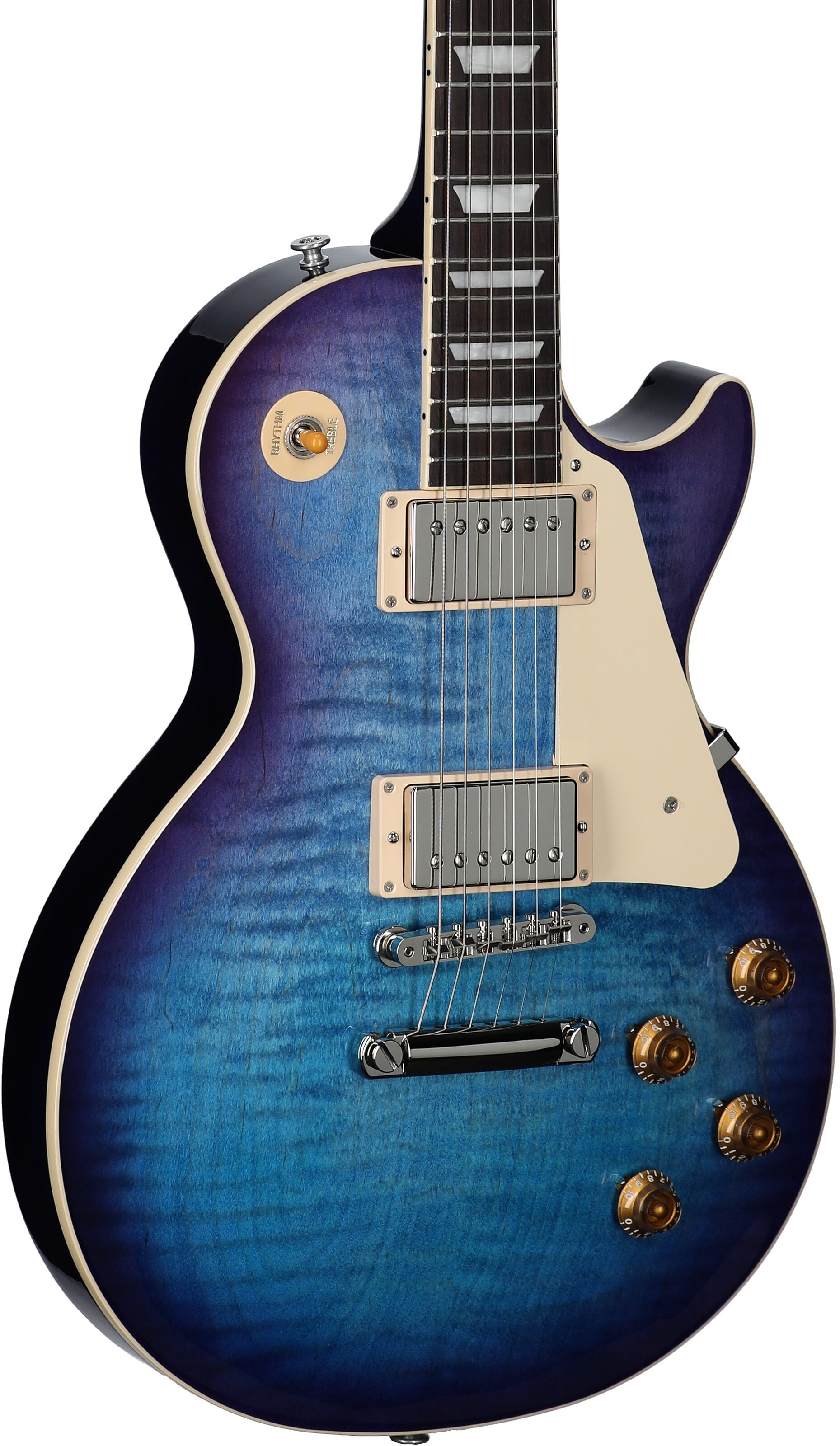 Gibson Les Paul Standard 50s Custom Color Electric Guitar, Figured Top (with Case), Blueberry Burst, Serial Number 224430193, Full Left Front