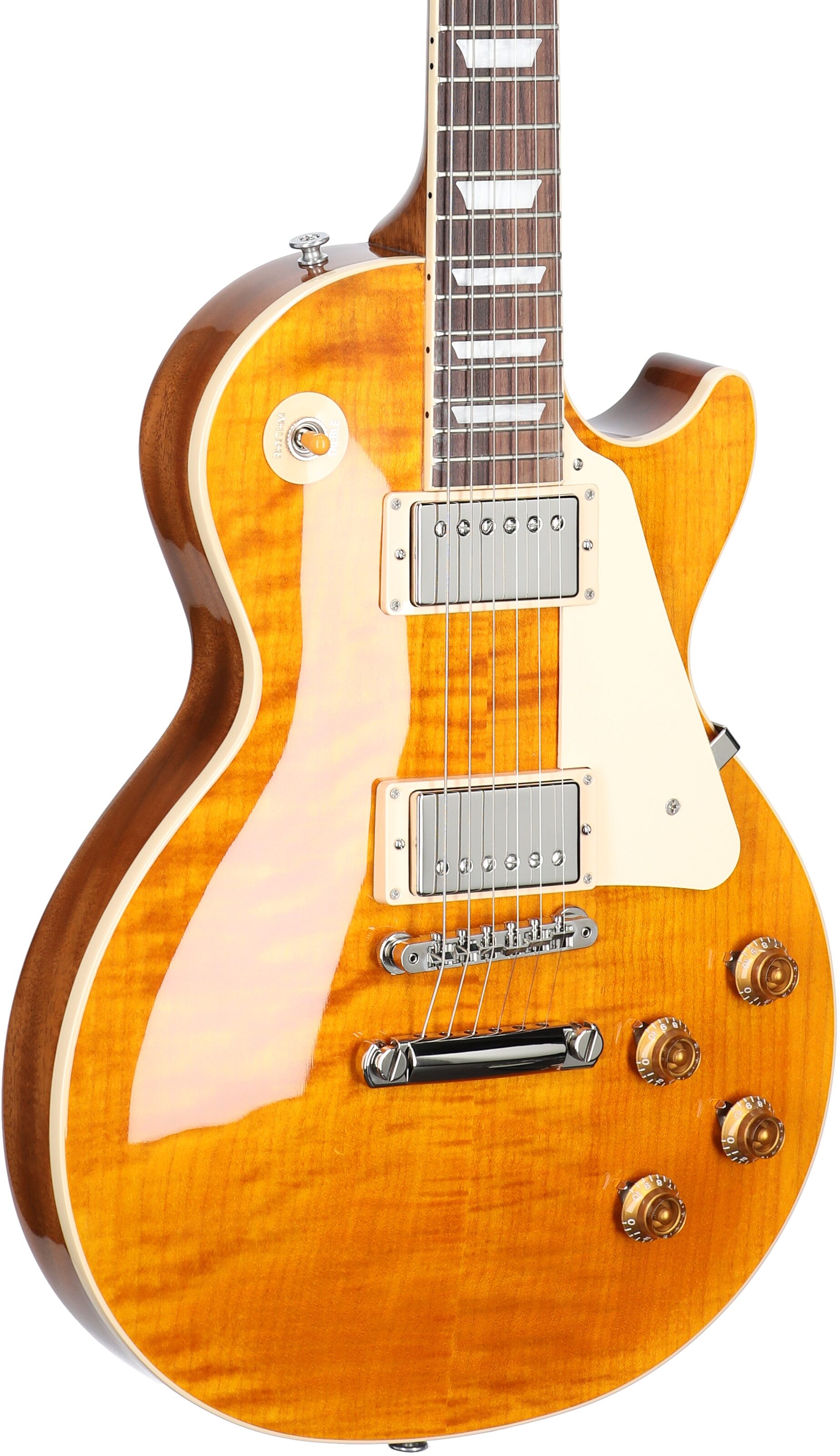 Gibson Les Paul Standard 50s Custom Color Electric Guitar, Figured Top (with Case), Honey Amber, Serial Number 222930305, Full Left Front