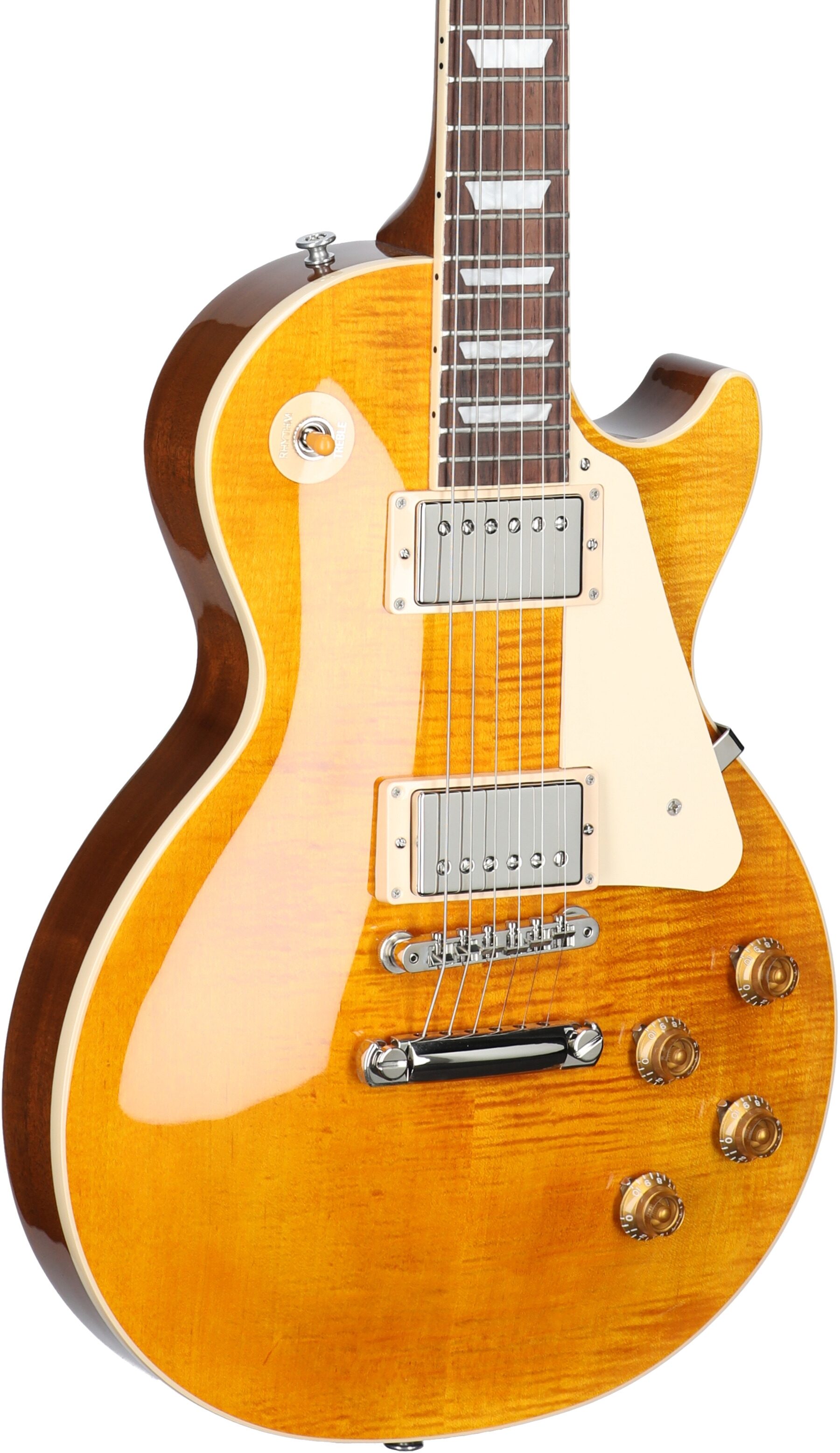 Gibson Les Paul Standard 50s Custom Color Electric Guitar, Figured Top (with Case), Honey Amber, Serial Number 222030021, Full Left Front