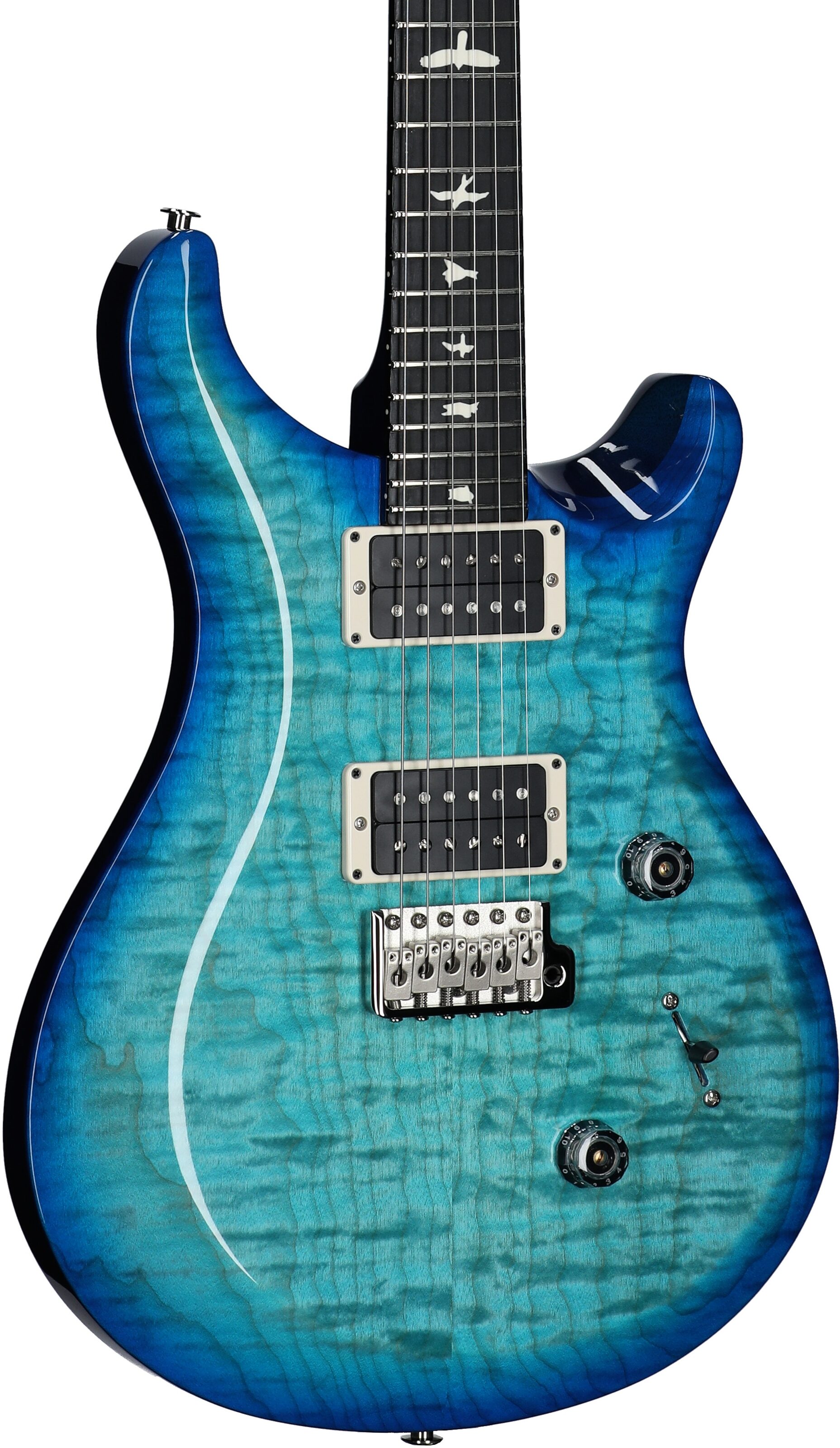 PRS Paul Reed Smith S2 Custom 24 Quilt Electric Guitar (with Gig Bag), Makena Blue, Serial Number S2073111, Full Left Front