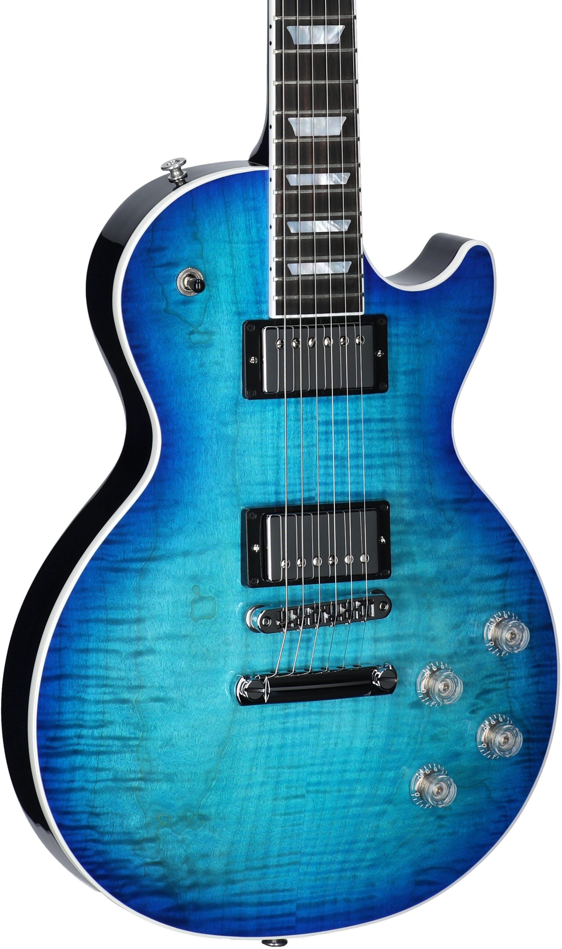 Gibson Les Paul Modern Figured AAA Electric Guitar (with Case), Cobalt Burst, Serial Number 225640191, Full Left Front