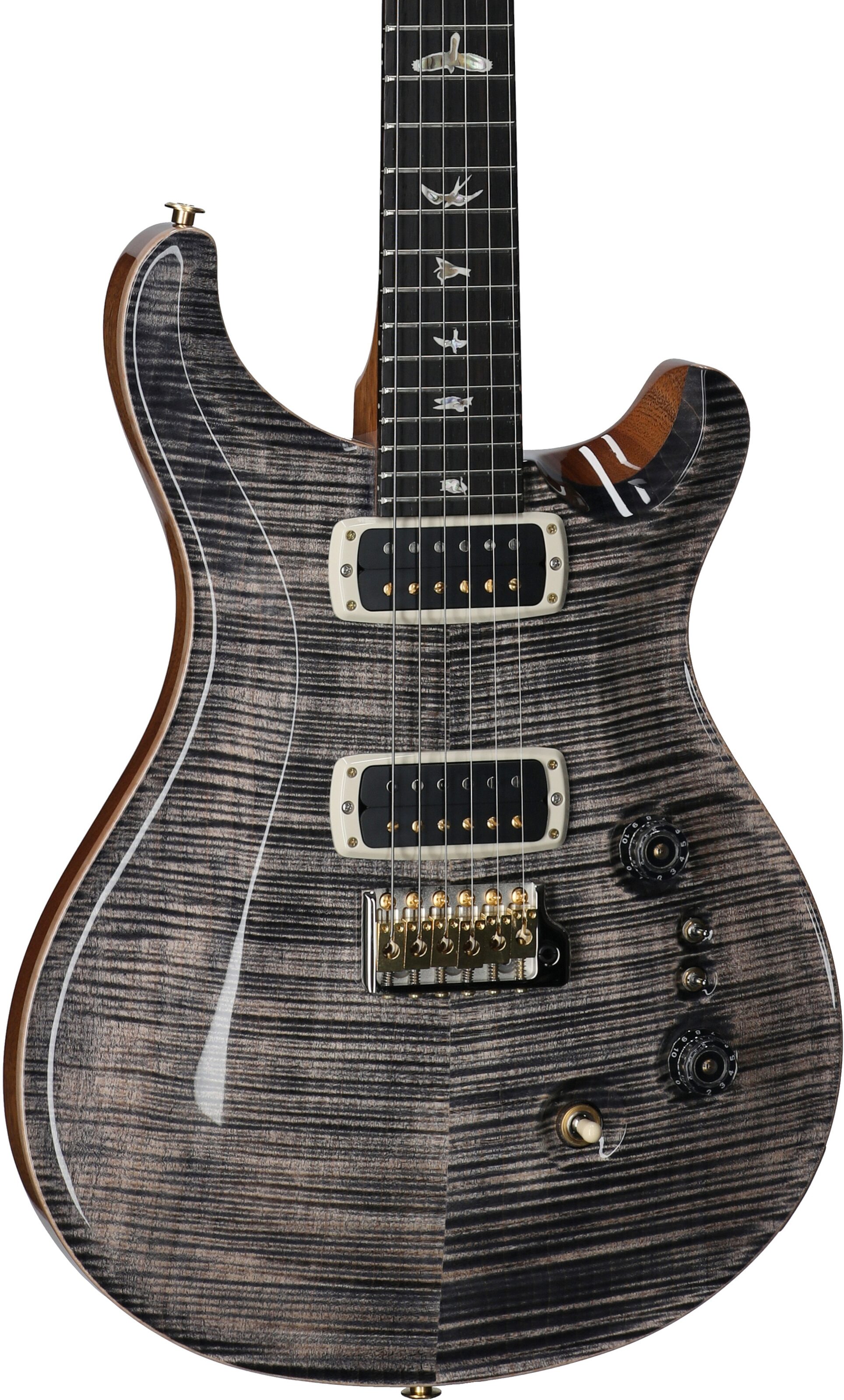 PRS Paul Reed Smith Custom 24-08 10-Top Pattern Thin Electric Guitar (with Case), Charcoal, Serial Number 0394608, Full Left Front