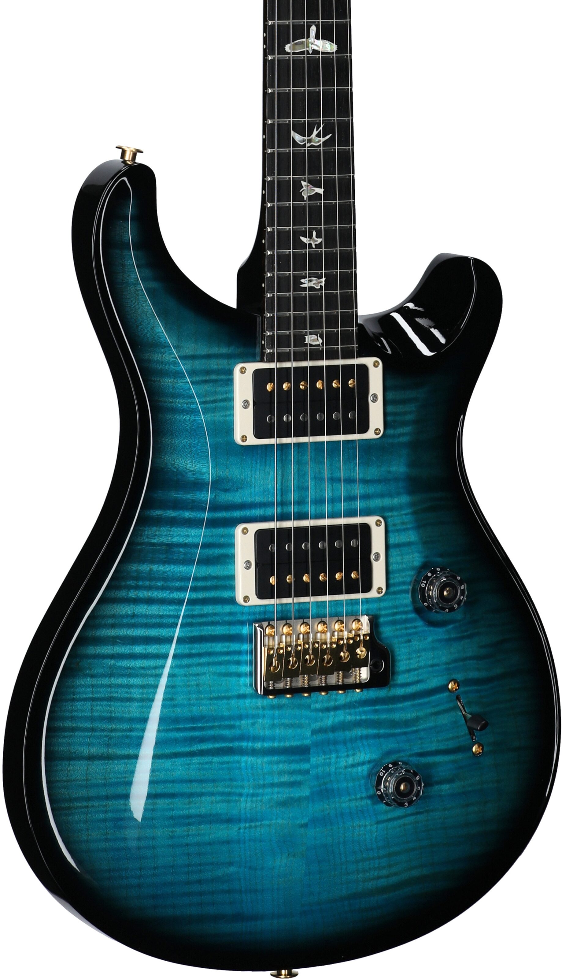 PRS Paul Reed Smith Custom 24 Pattern Thin 10-Top Electric Guitar (with Case), Carroll Blue Wraparound Smoke, Serial Number 0391362, Full Left Front
